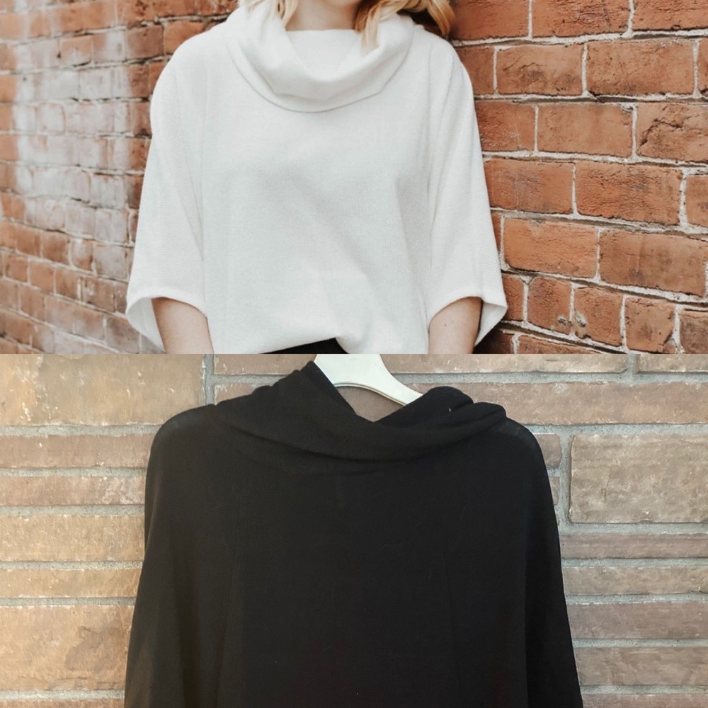 Nine 1 Eight Cowl Neck Batwing Top | Black